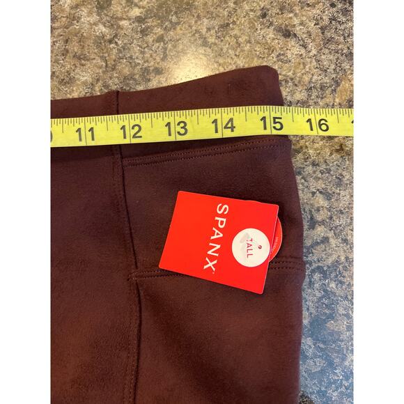 Spanx NEW Size Large Faux Suede Leggings Dark Terracotta Womens - Picture 9 of 11